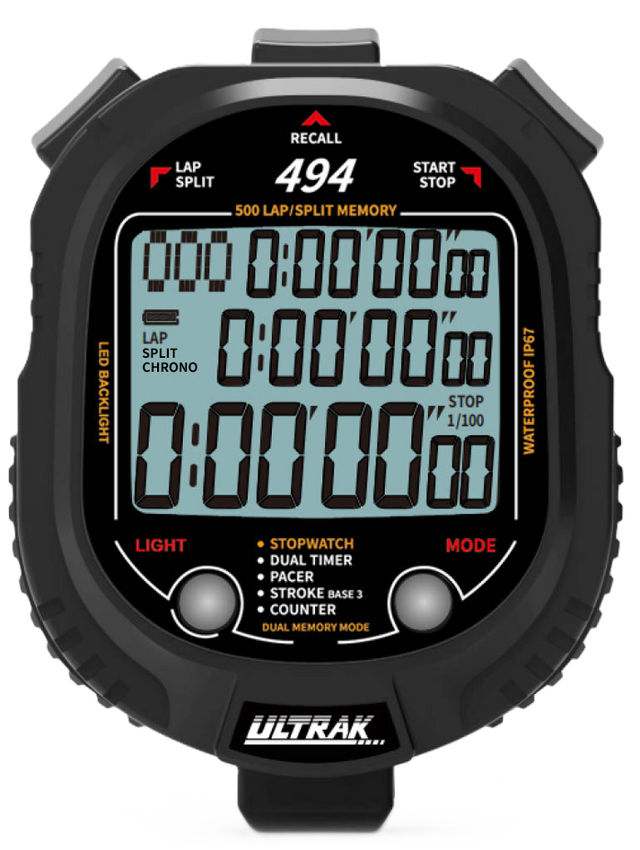 ULTRAK 494 - ULTIMATE STOPWATCH: LED/500 Dual Split Memory – SEIKO ...