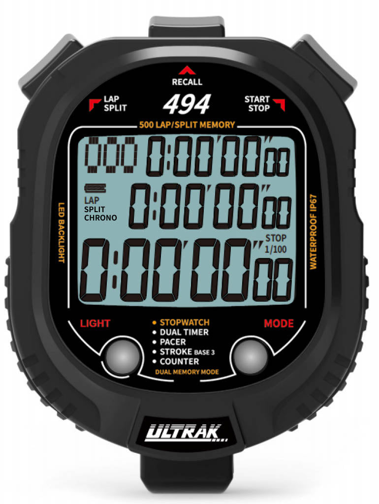 ULTRAK 495 - 100 Dual Split Memory Stopwatch